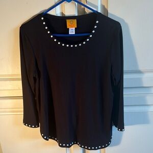 Ruby Rd. Black Top with silver stud Accents